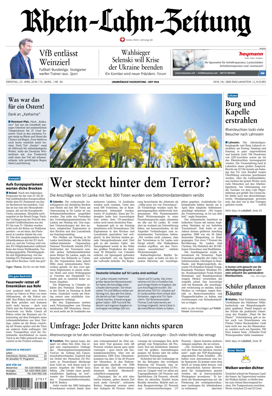 Rhein-Lahn-Zeitung vom Dienstag, 23.04.2019