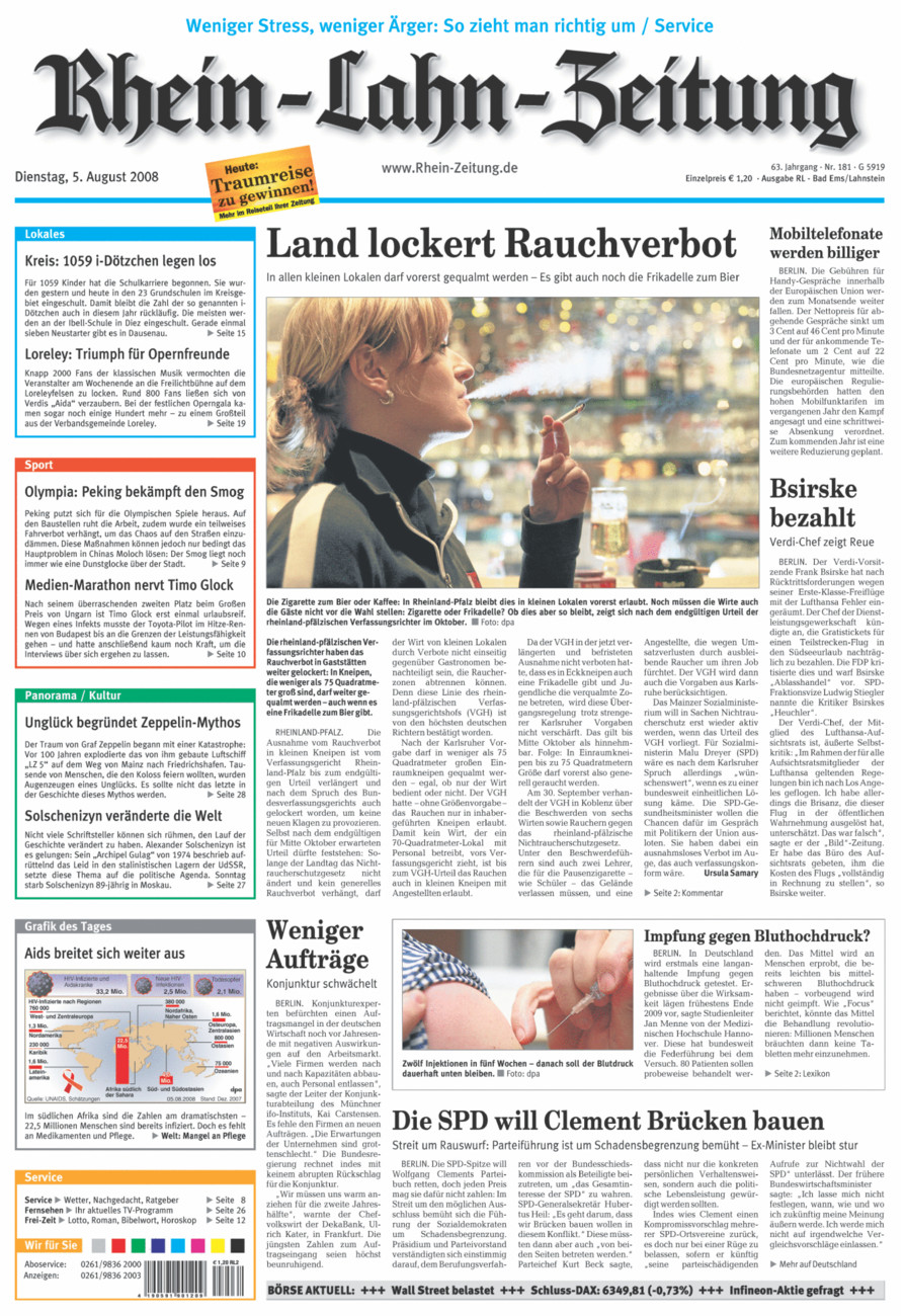 Rhein-Lahn-Zeitung vom Dienstag, 05.08.2008