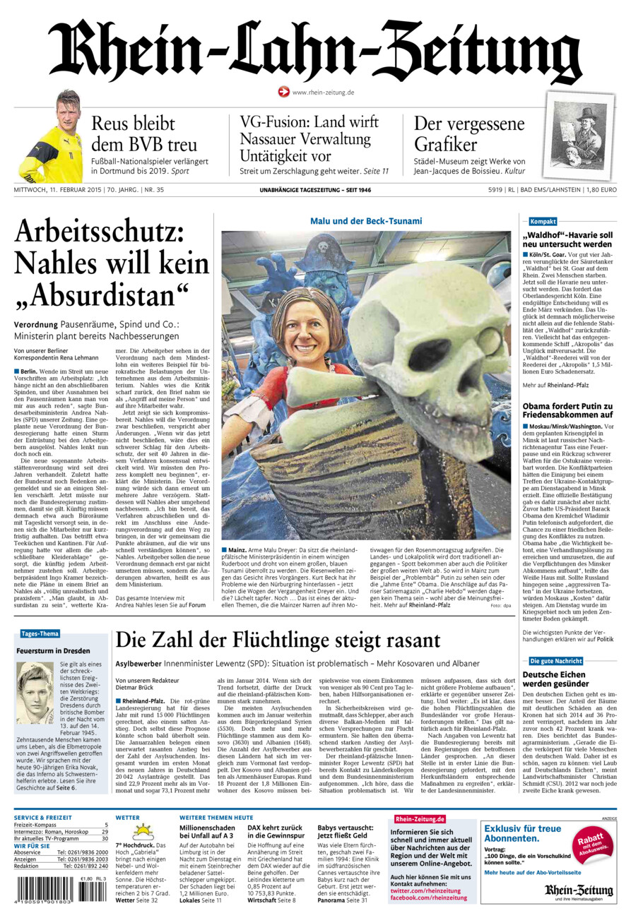 Rhein-Lahn-Zeitung vom Mittwoch, 11.02.2015