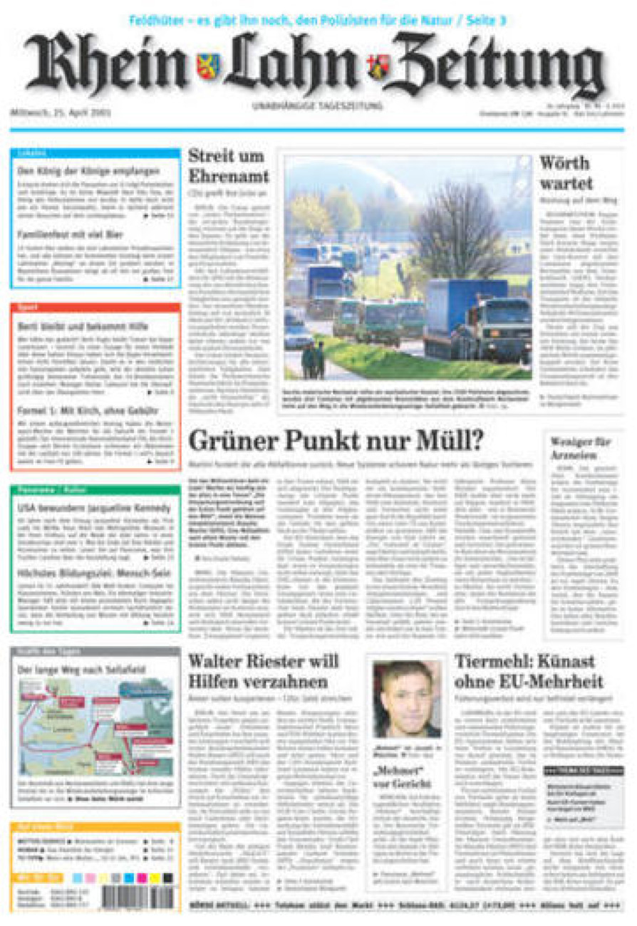 Rhein-Lahn-Zeitung vom Mittwoch, 25.04.2001