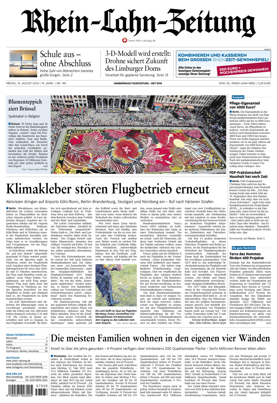 Rhein-Lahn-Zeitung vom Freitag, 16.08.2024