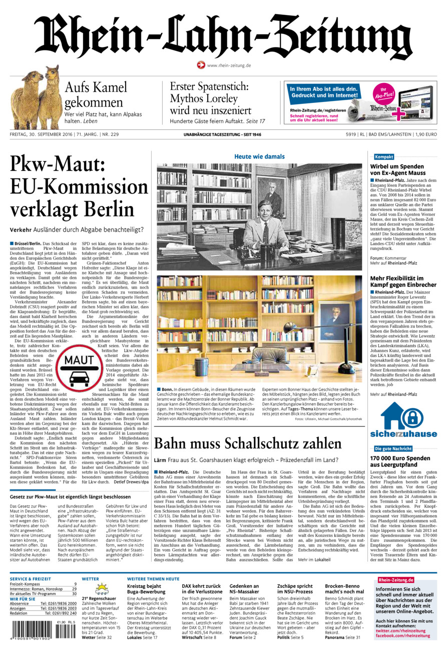 Rhein-Lahn-Zeitung vom Freitag, 30.09.2016