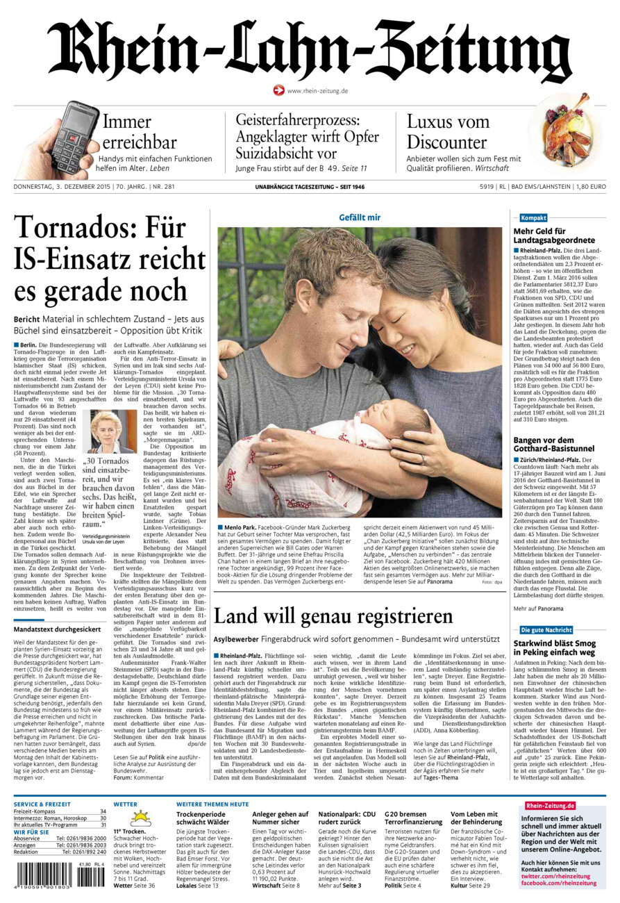 Rhein-Lahn-Zeitung vom Donnerstag, 03.12.2015