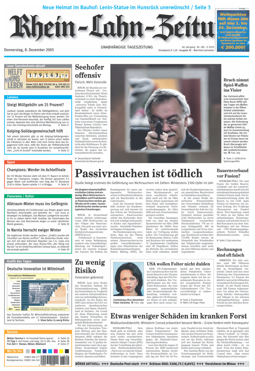 Rhein-Lahn-Zeitung vom Donnerstag, 08.12.2005