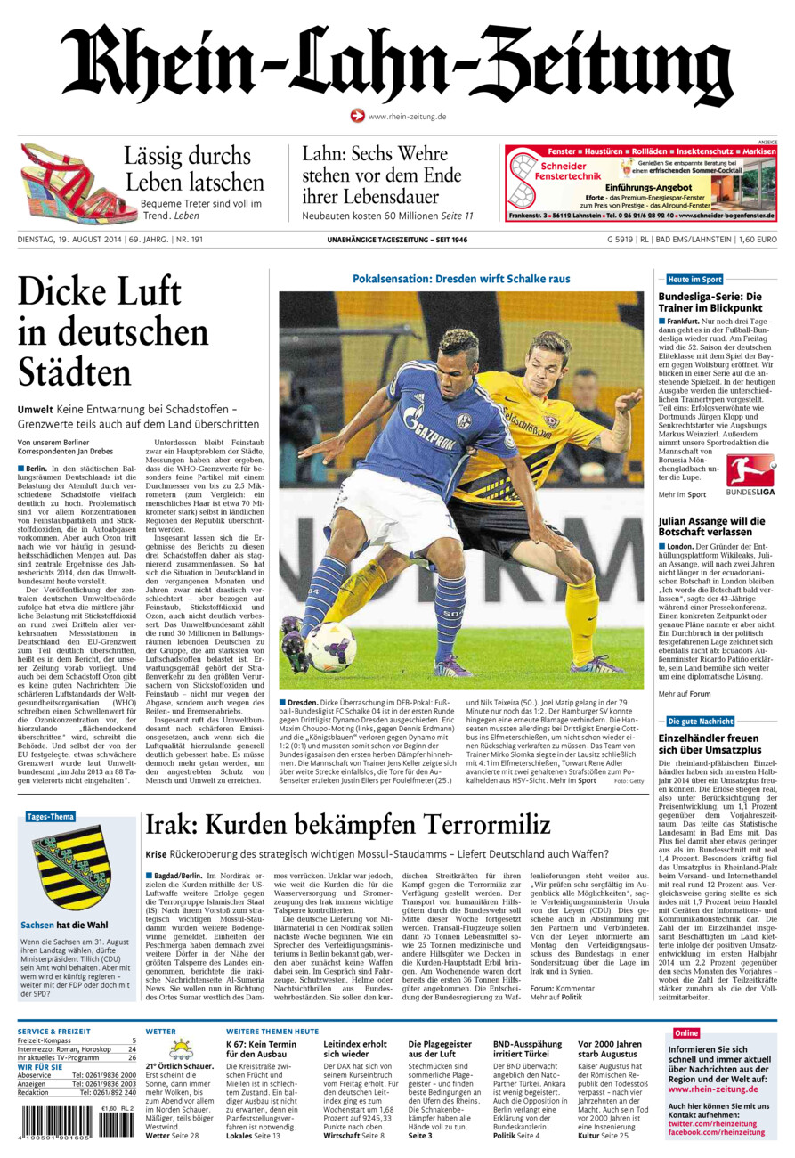 Rhein-Lahn-Zeitung vom Dienstag, 19.08.2014