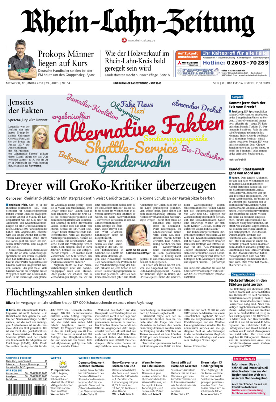 Rhein-Lahn-Zeitung vom Mittwoch, 17.01.2018