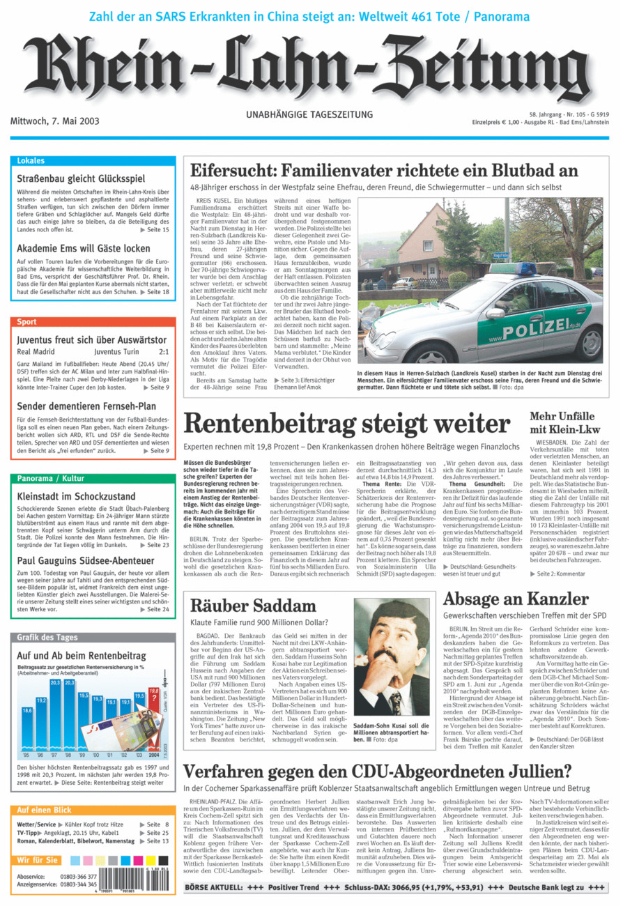 Rhein-Lahn-Zeitung vom Mittwoch, 07.05.2003
