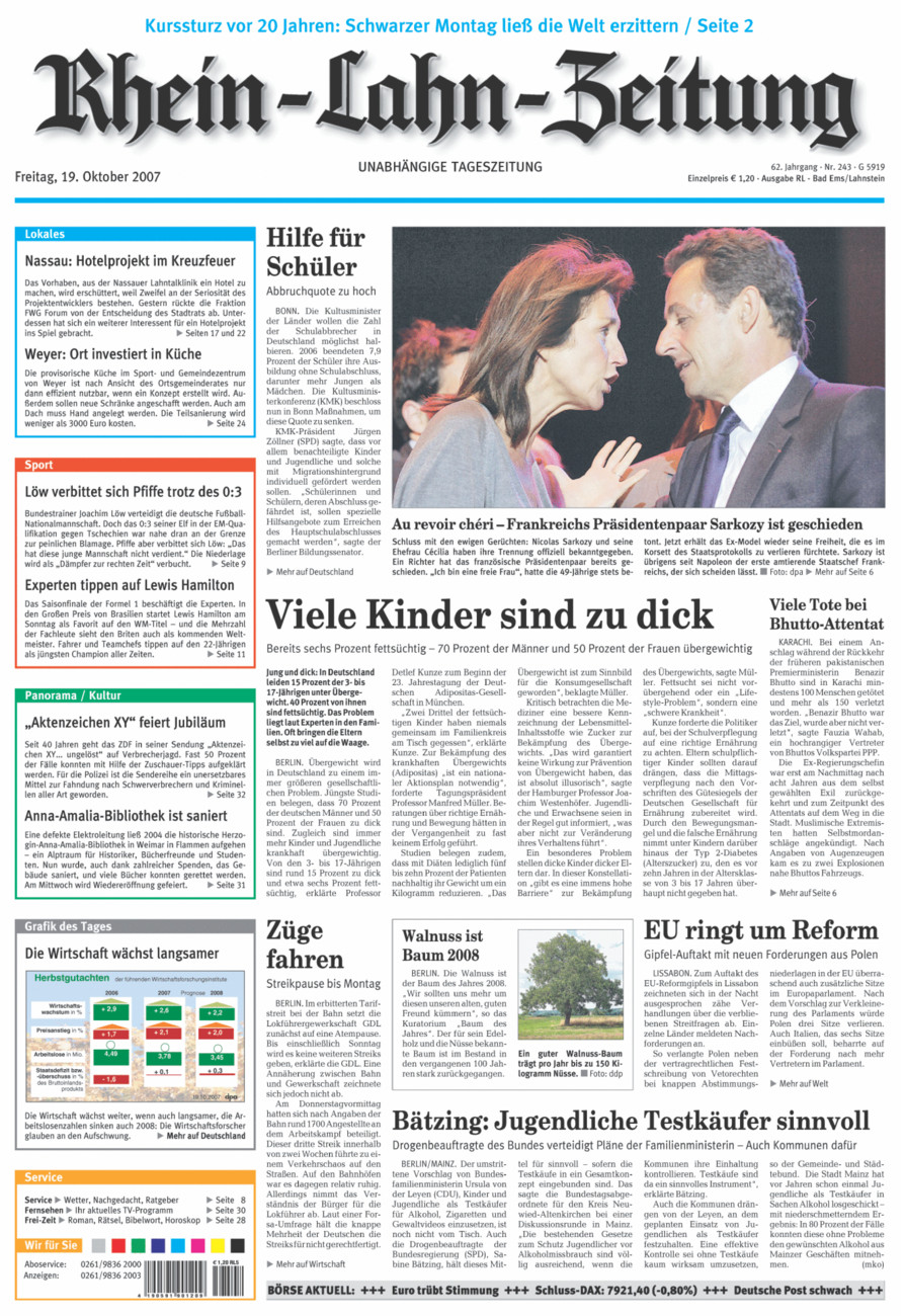 Rhein-Lahn-Zeitung vom Freitag, 19.10.2007