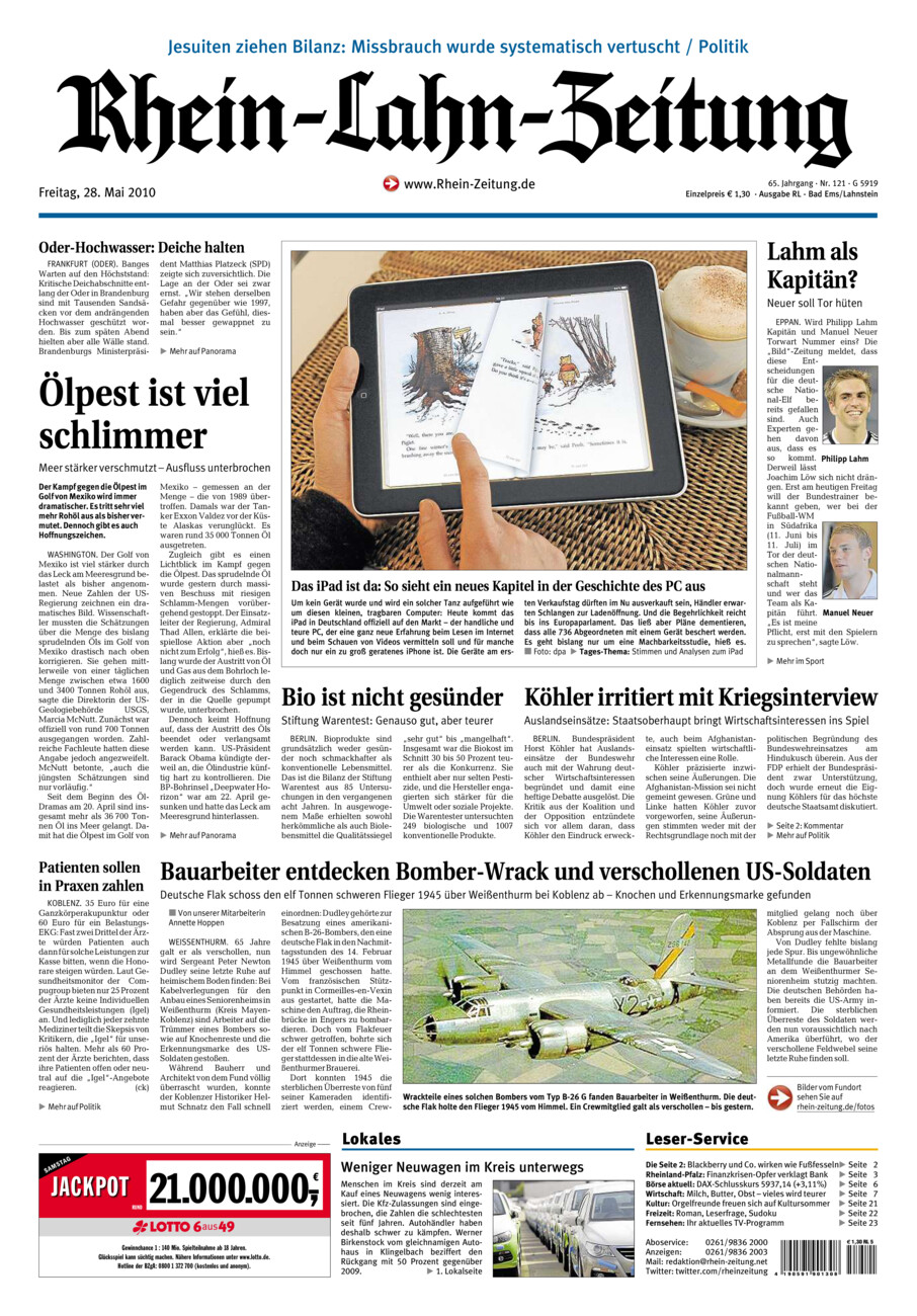 Rhein-Lahn-Zeitung vom Freitag, 28.05.2010