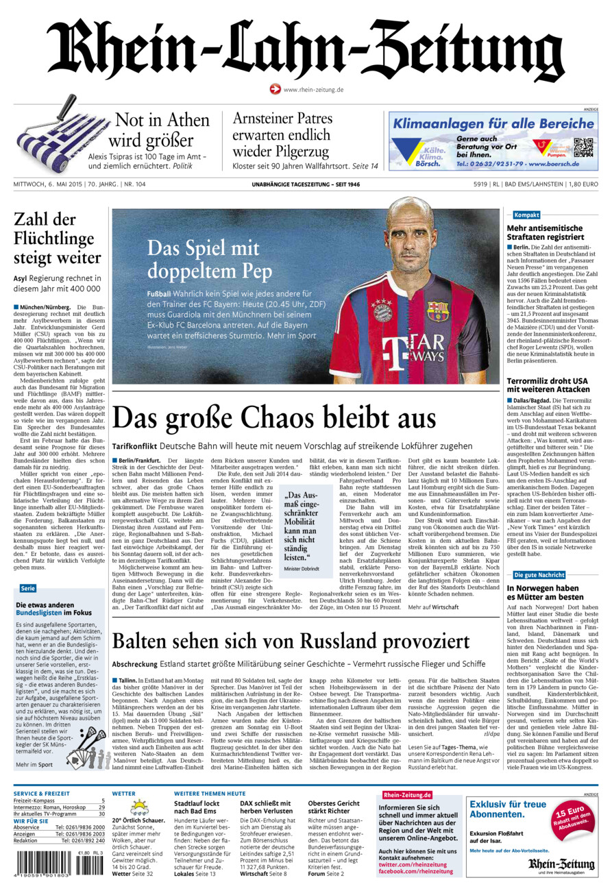 Rhein-Lahn-Zeitung vom Mittwoch, 06.05.2015