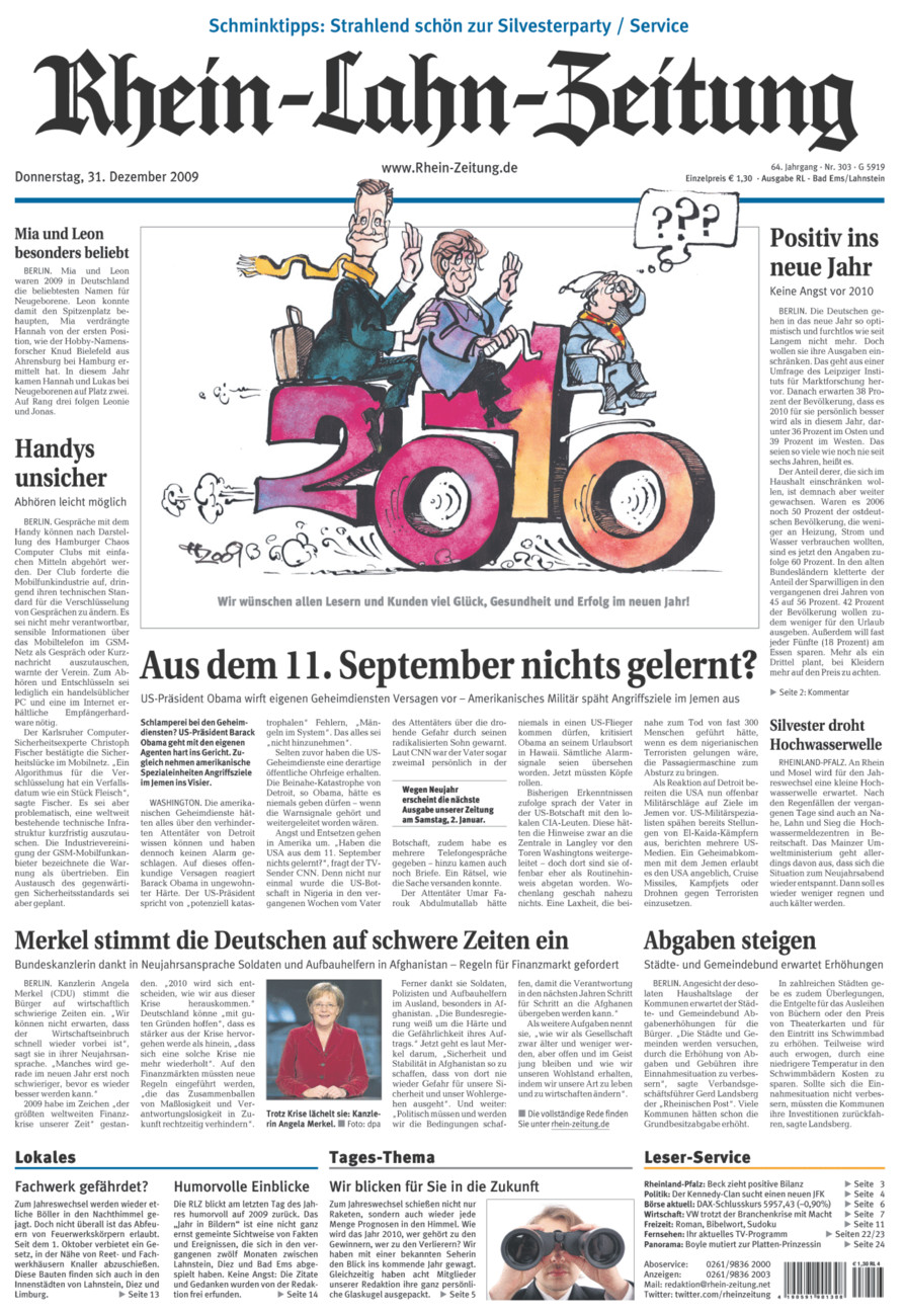 Rhein-Lahn-Zeitung vom Donnerstag, 31.12.2009