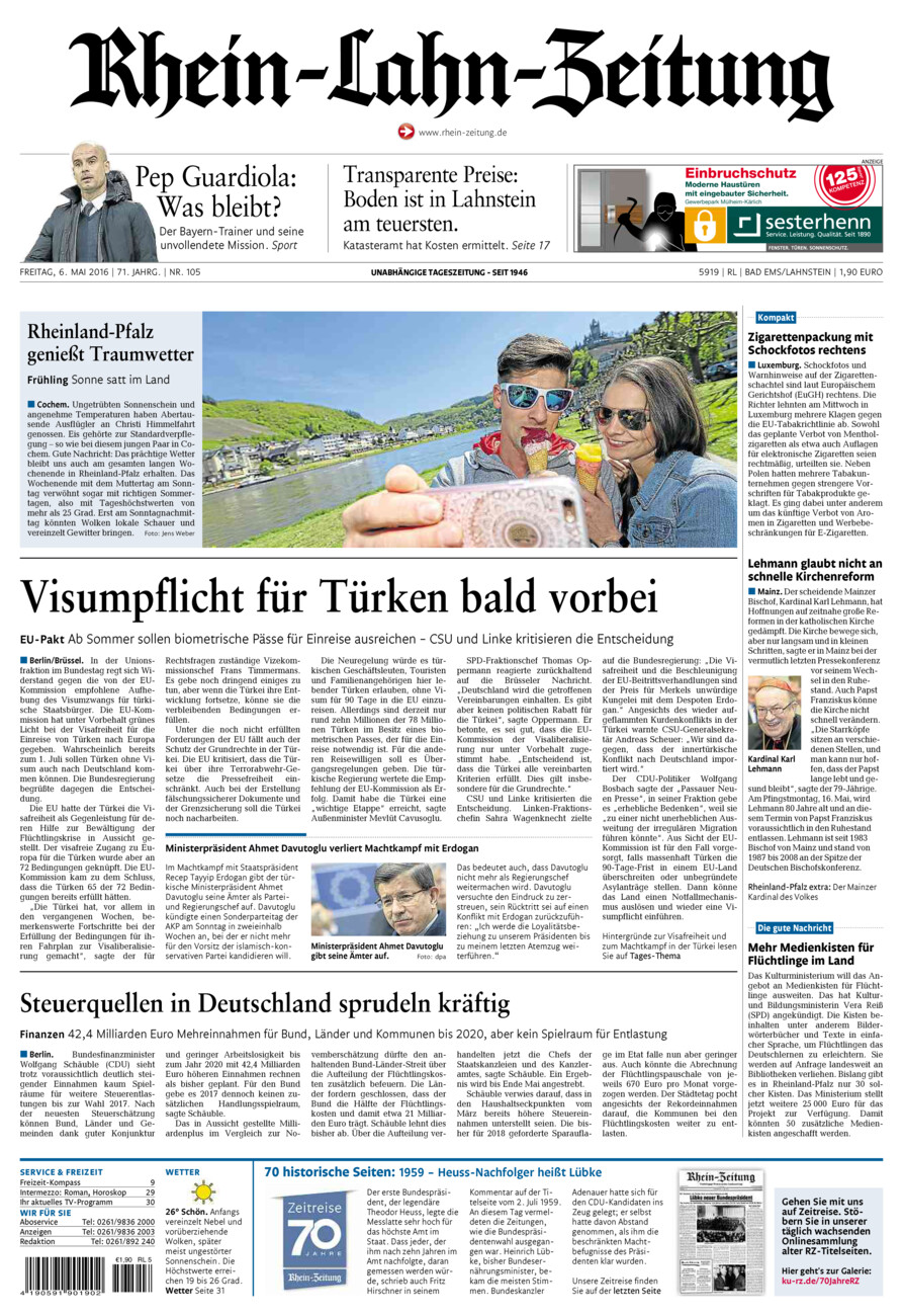 Rhein-Lahn-Zeitung vom Freitag, 06.05.2016
