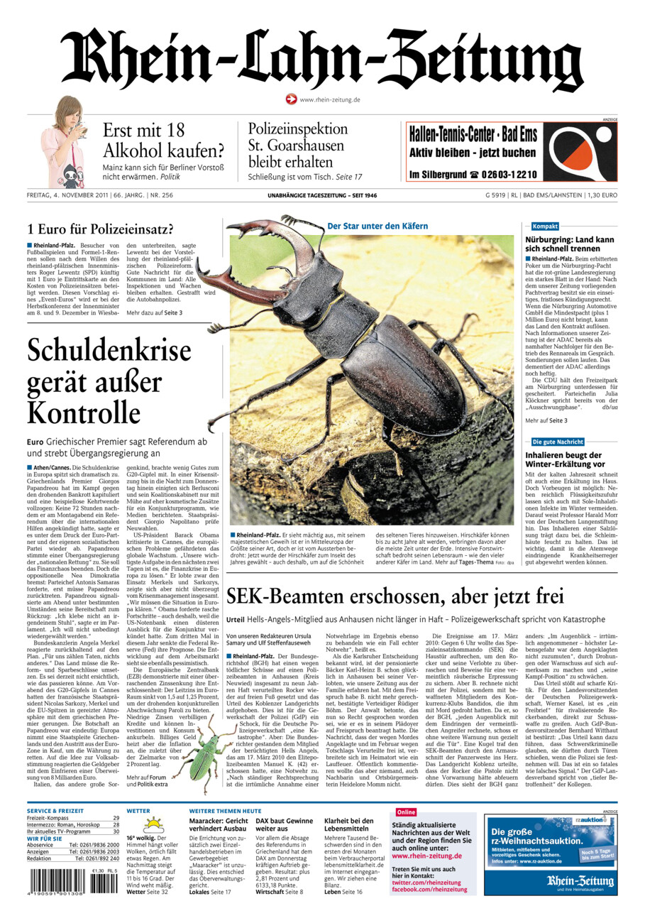 Rhein-Lahn-Zeitung vom Freitag, 04.11.2011
