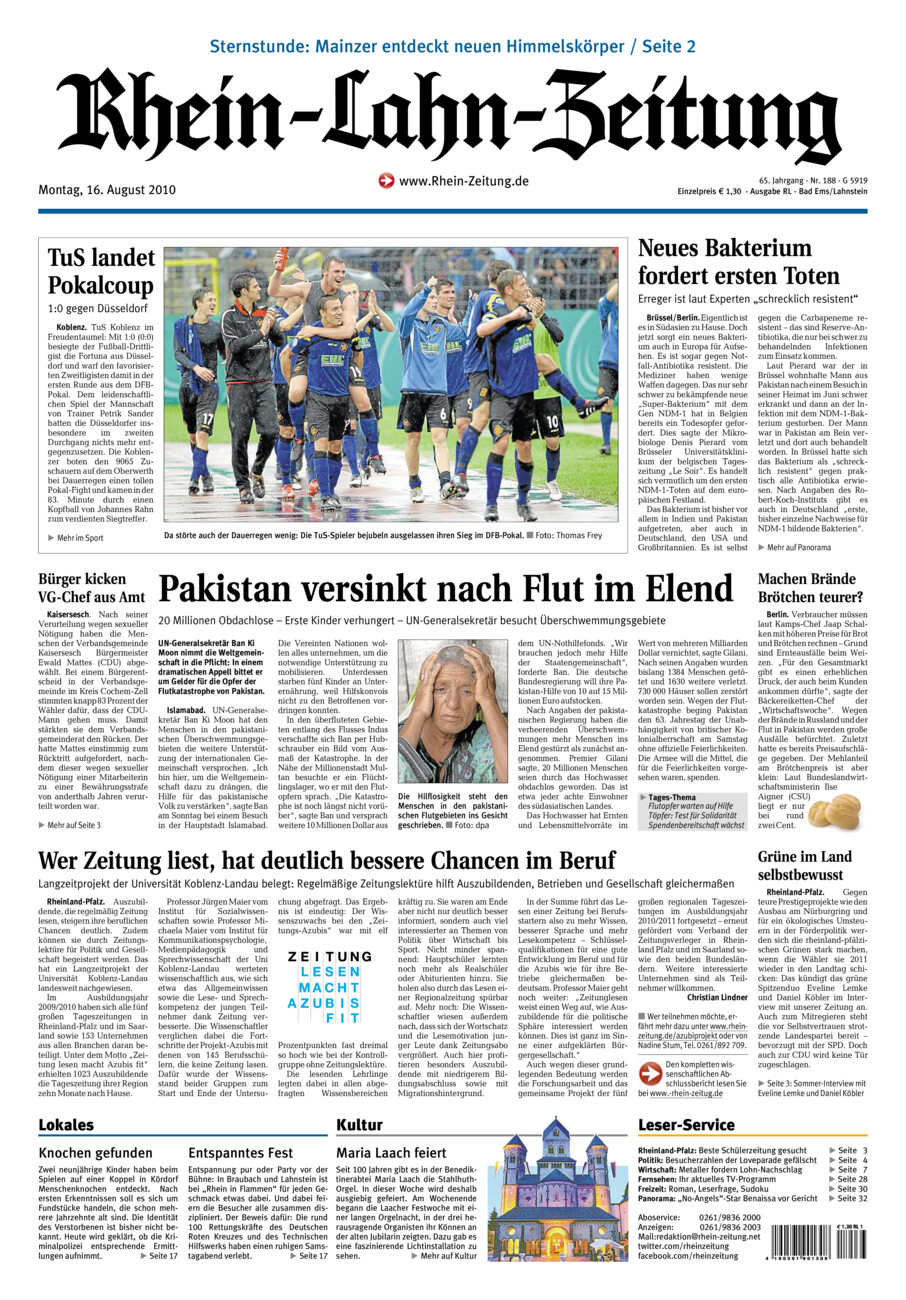 Rhein-Lahn-Zeitung vom Montag, 16.08.2010
