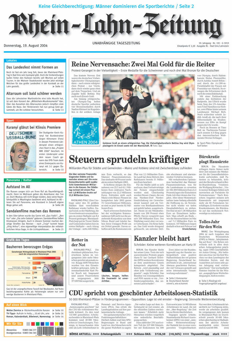 Rhein-Lahn-Zeitung vom Donnerstag, 19.08.2004