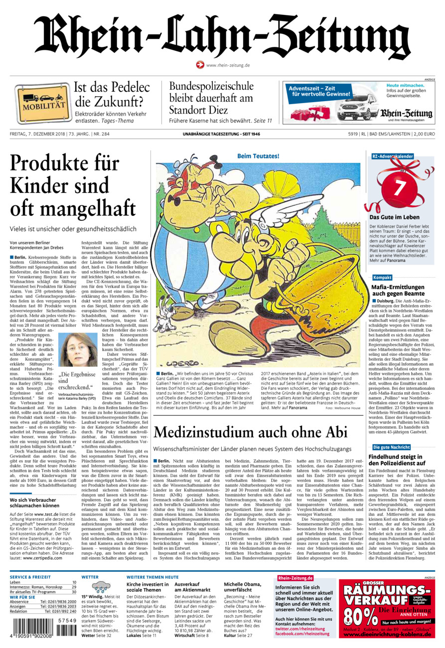 Rhein-Lahn-Zeitung vom Freitag, 07.12.2018