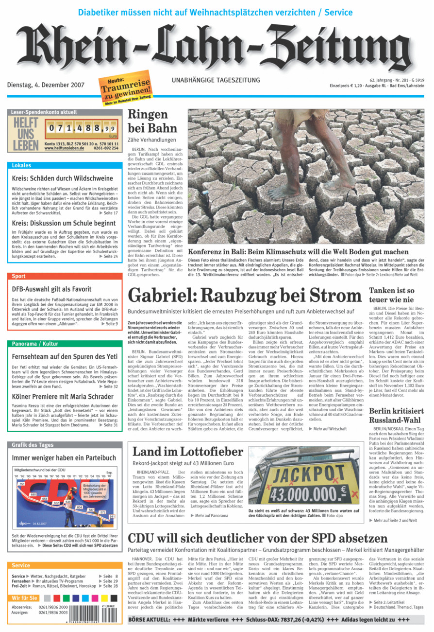 Rhein-Lahn-Zeitung vom Dienstag, 04.12.2007