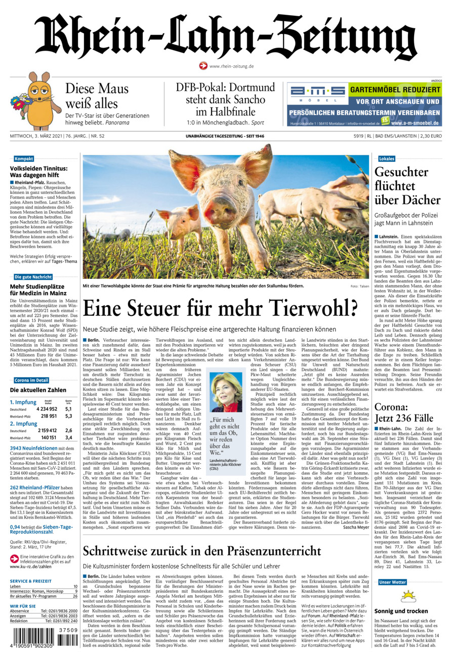 Rhein-Lahn-Zeitung vom Mittwoch, 03.03.2021