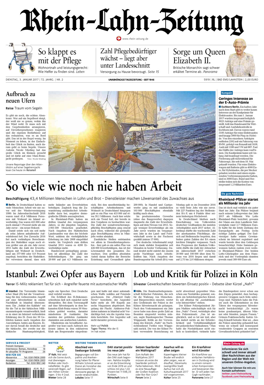 Rhein-Lahn-Zeitung vom Dienstag, 03.01.2017