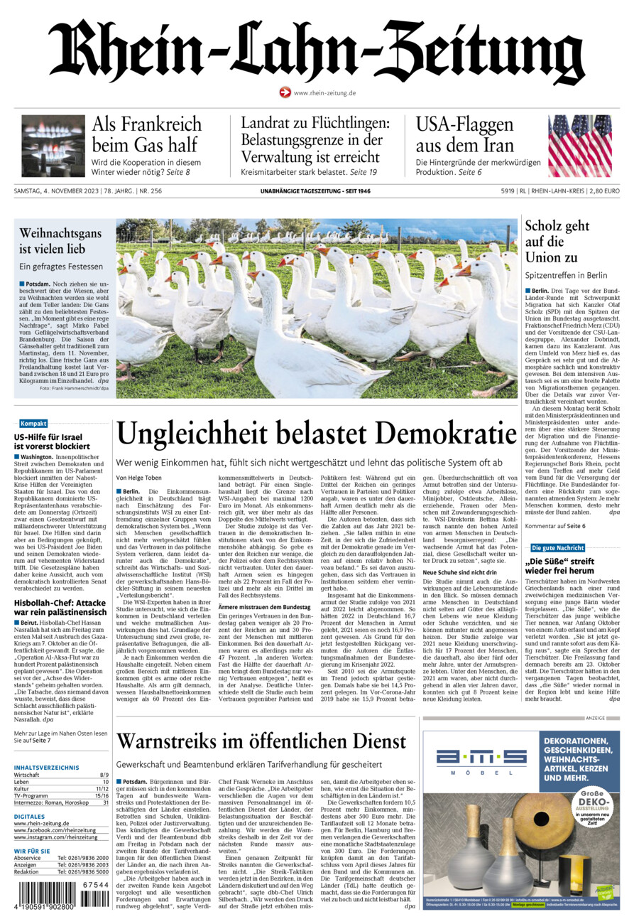 Rhein-Lahn-Zeitung vom Samstag, 04.11.2023