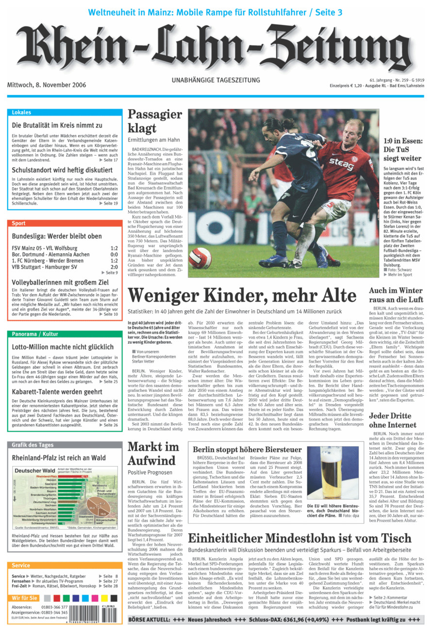 Rhein-Lahn-Zeitung vom Mittwoch, 08.11.2006