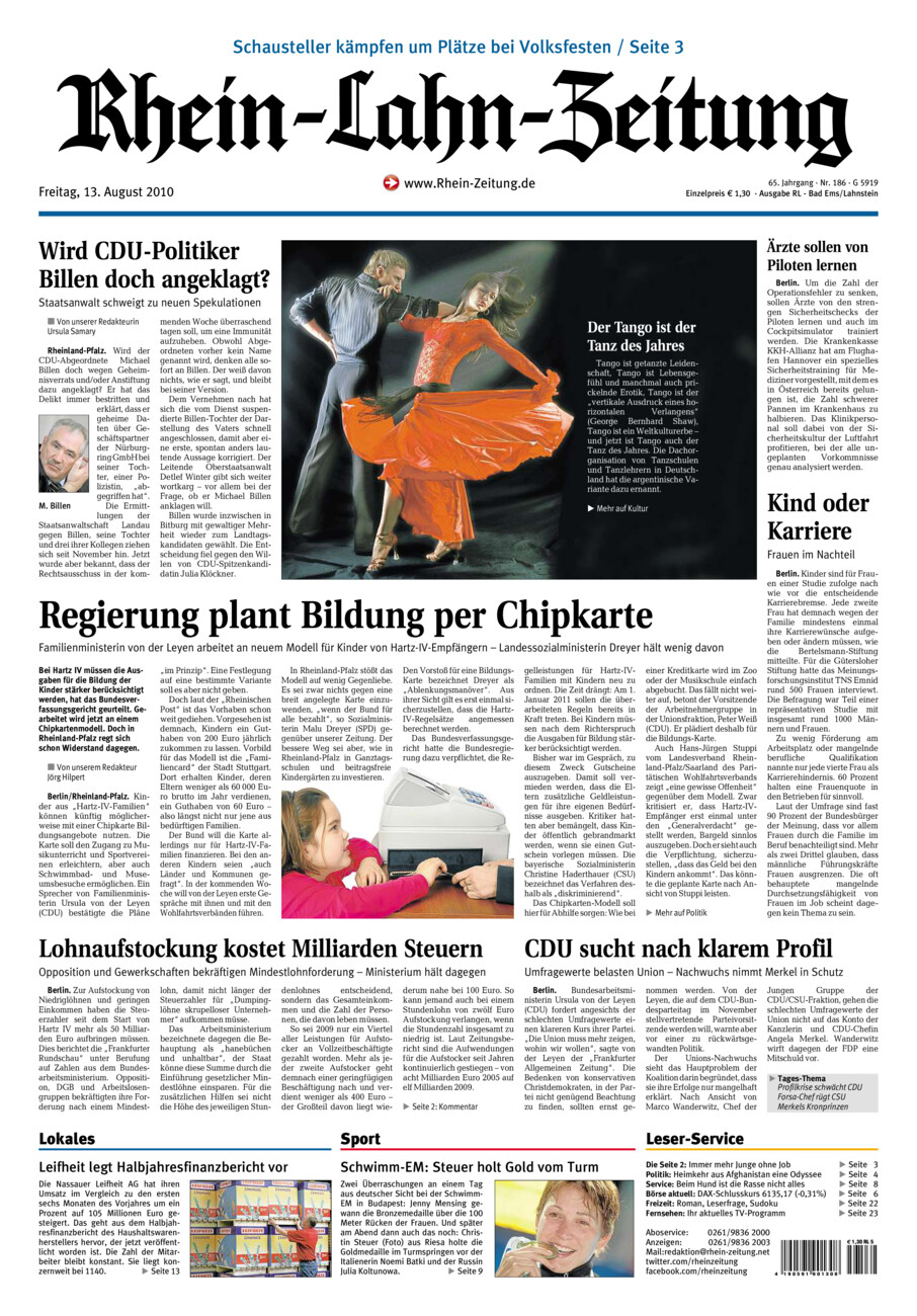 Rhein-Lahn-Zeitung vom Freitag, 13.08.2010