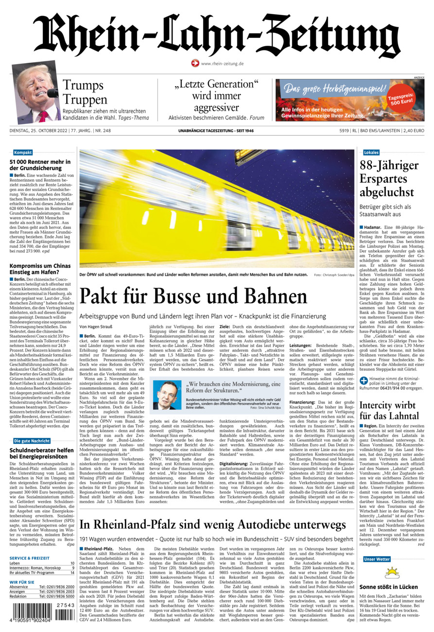 Rhein-Lahn-Zeitung vom Dienstag, 25.10.2022