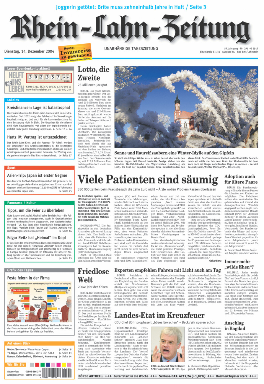 Rhein-Lahn-Zeitung vom Dienstag, 14.12.2004