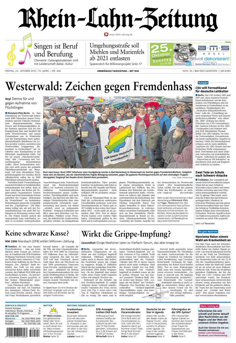 Rhein-Lahn-Zeitung vom Freitag, 23.10.2015