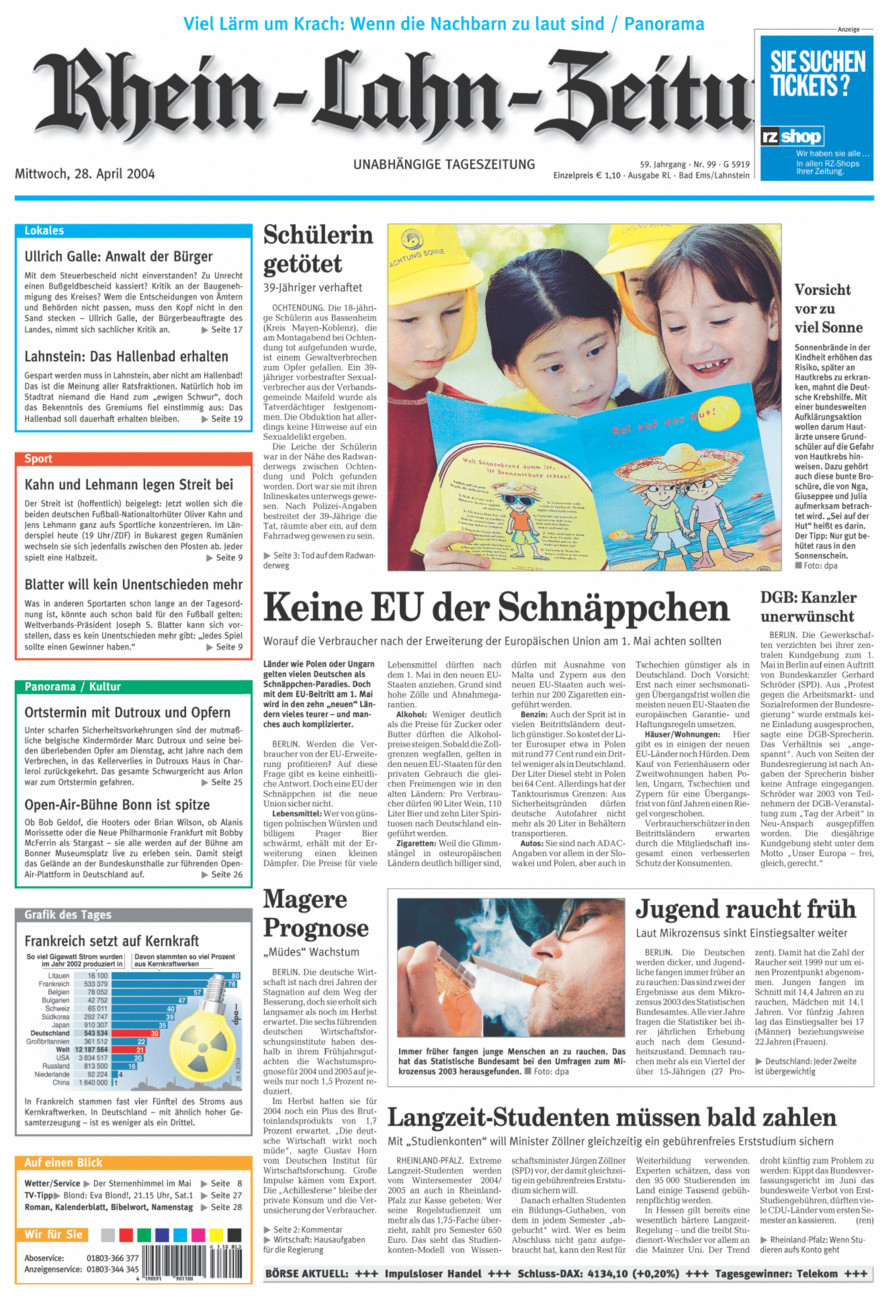 Rhein-Lahn-Zeitung vom Mittwoch, 28.04.2004
