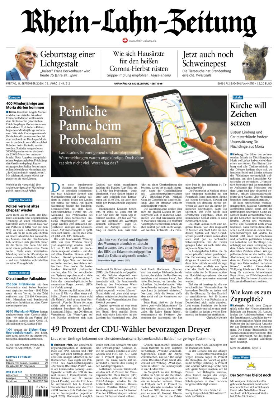 Rhein-Lahn-Zeitung vom Freitag, 11.09.2020
