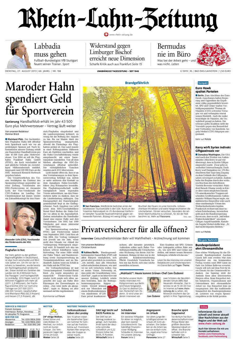 Rhein-Lahn-Zeitung vom Dienstag, 27.08.2013
