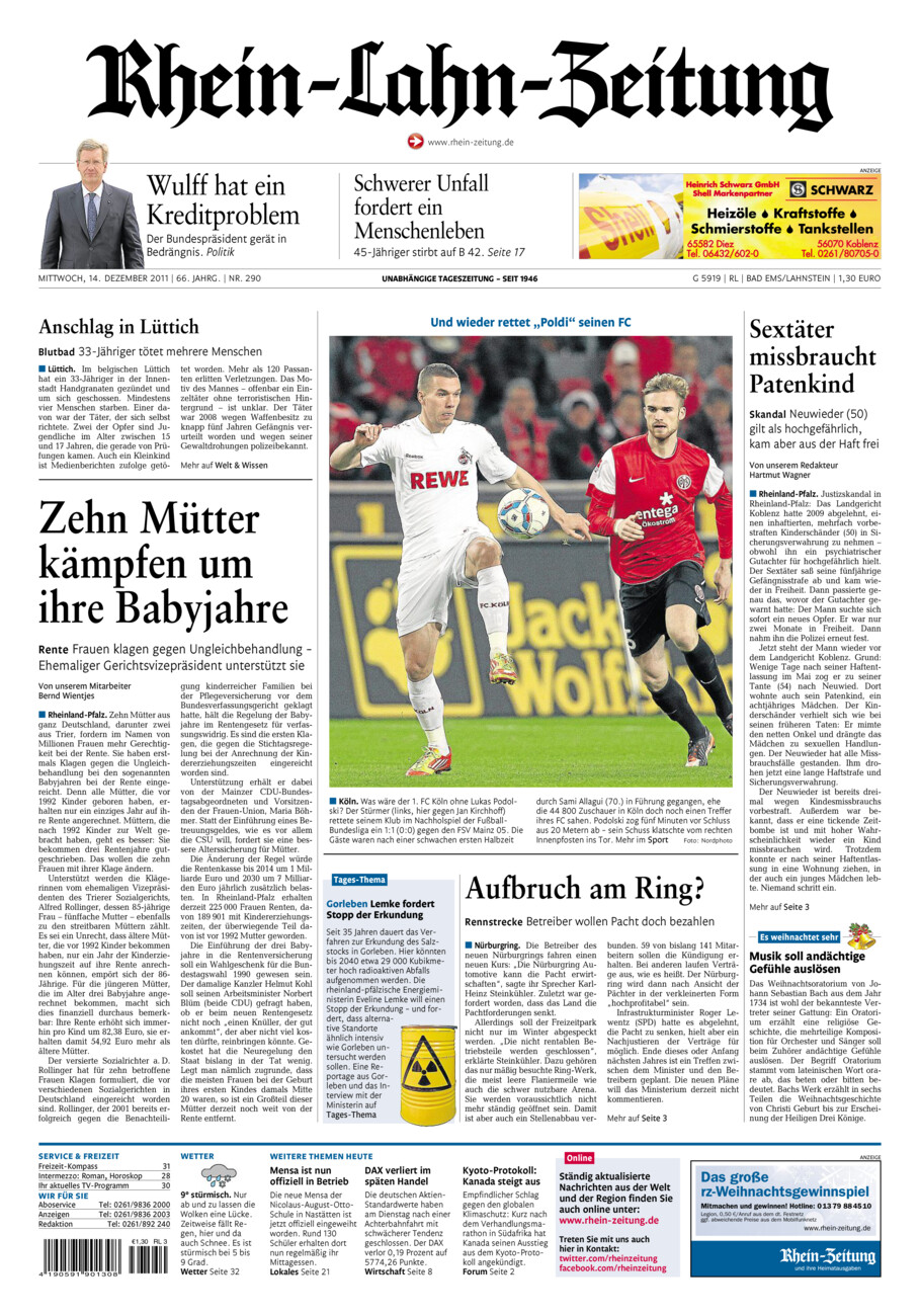 Rhein-Lahn-Zeitung vom Mittwoch, 14.12.2011