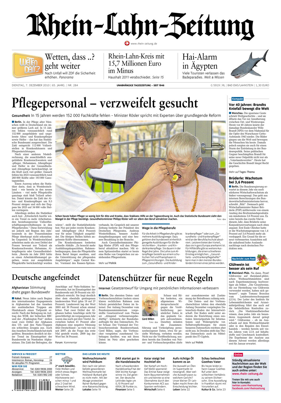 Rhein-Lahn-Zeitung vom Dienstag, 07.12.2010
