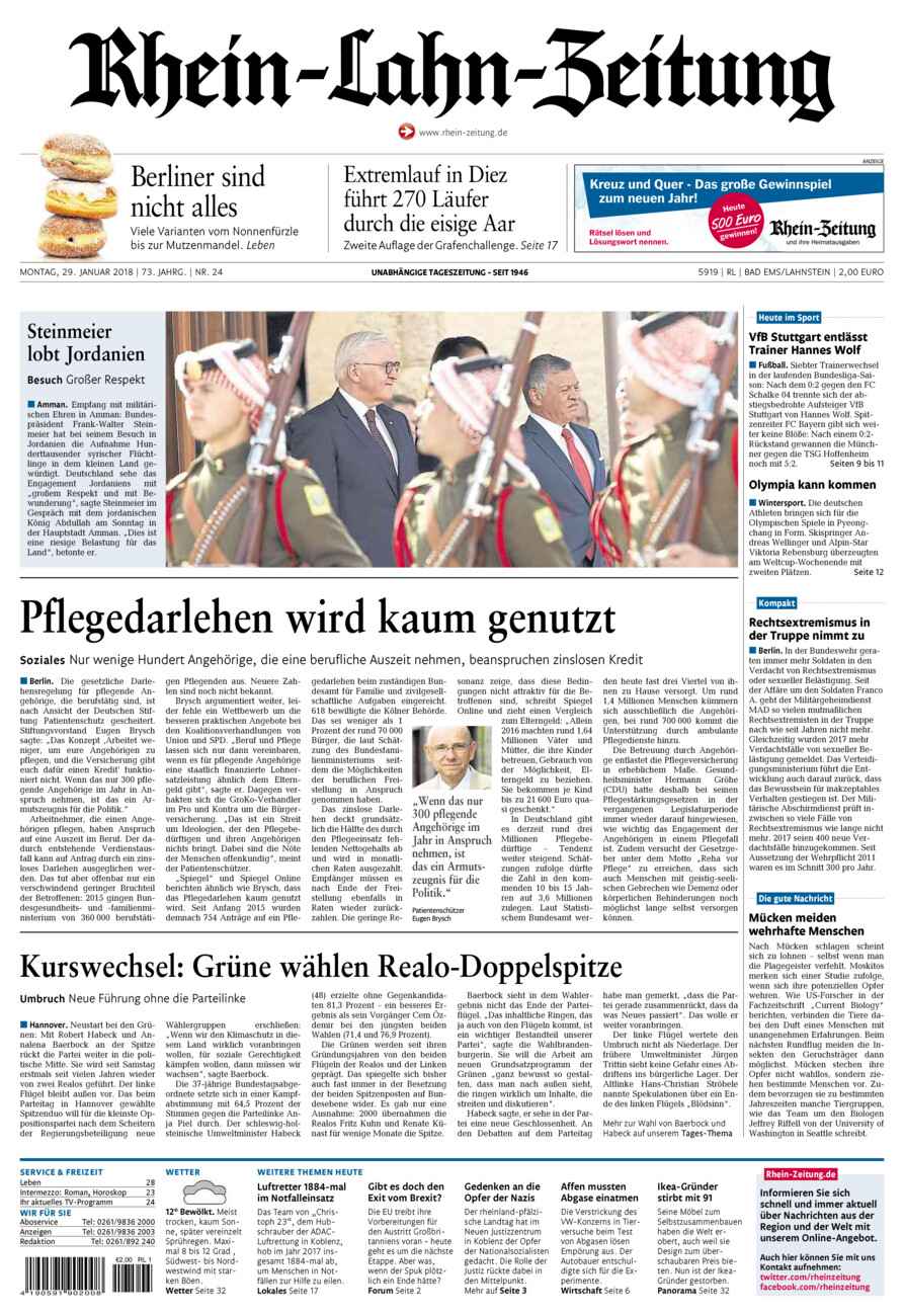 Rhein-Lahn-Zeitung vom Montag, 29.01.2018