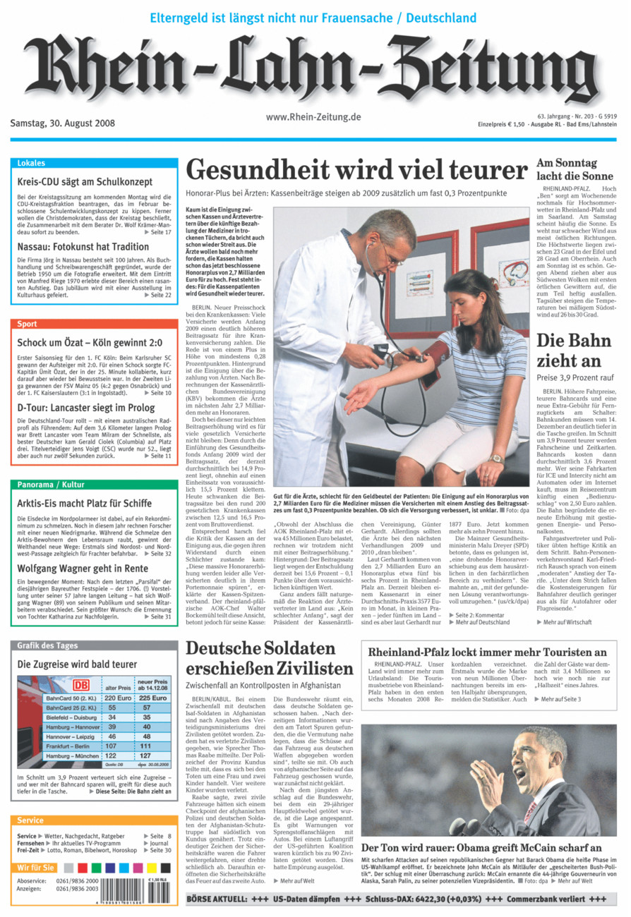 Rhein-Lahn-Zeitung vom Samstag, 30.08.2008