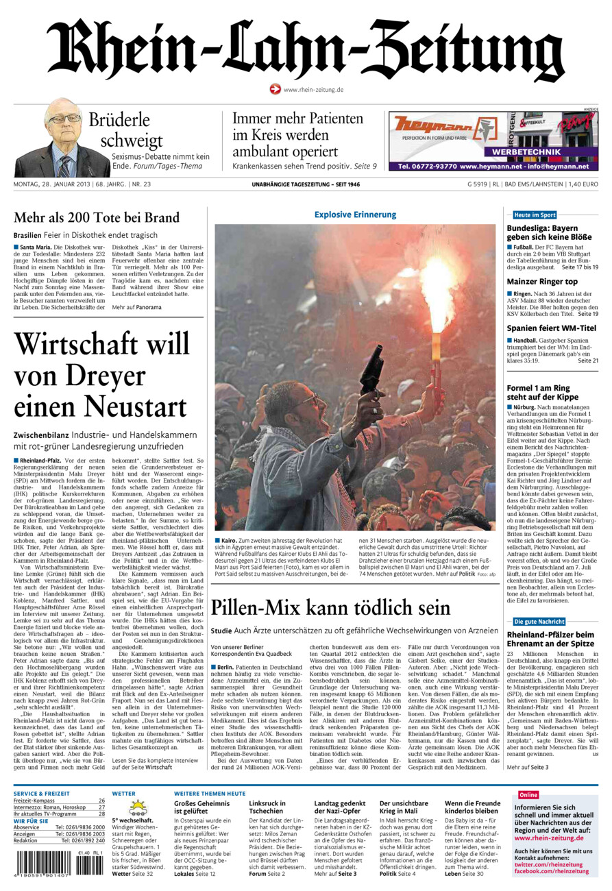 Rhein-Lahn-Zeitung vom Montag, 28.01.2013