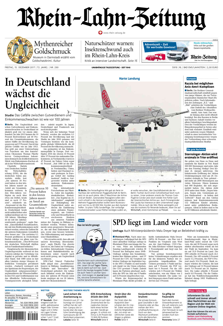 Rhein-Lahn-Zeitung vom Freitag, 15.12.2017