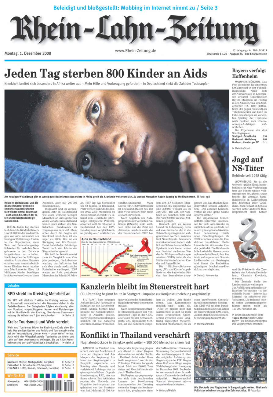 Rhein-Lahn-Zeitung vom Montag, 01.12.2008