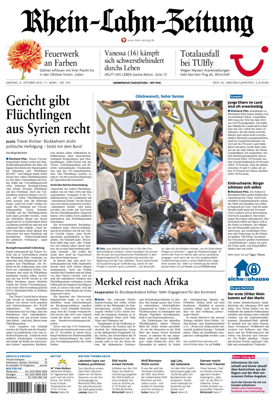 Rhein-Lahn-Zeitung vom Samstag, 08.10.2016