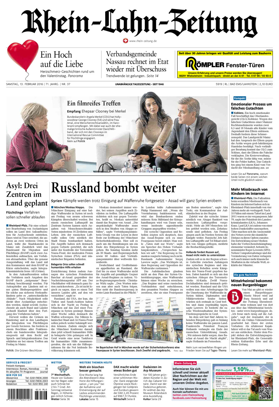 Rhein-Lahn-Zeitung vom Samstag, 13.02.2016