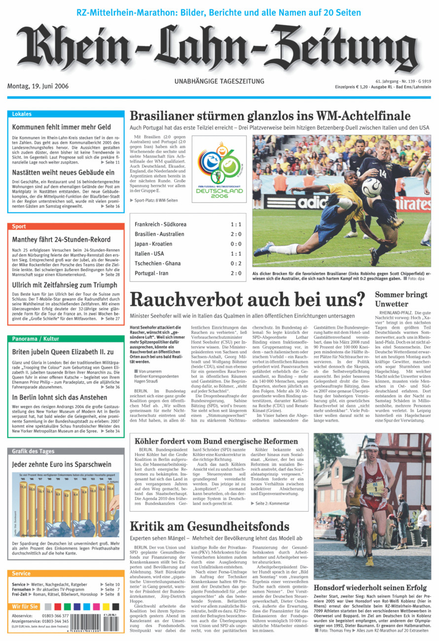 Rhein-Lahn-Zeitung vom Montag, 19.06.2006