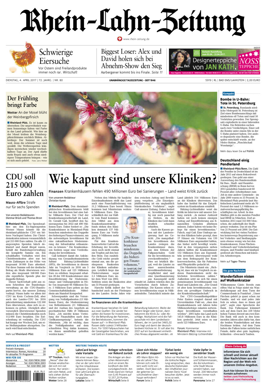 Rhein-Lahn-Zeitung vom Dienstag, 04.04.2017