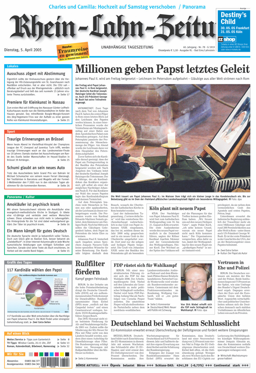 Rhein-Lahn-Zeitung vom Dienstag, 05.04.2005