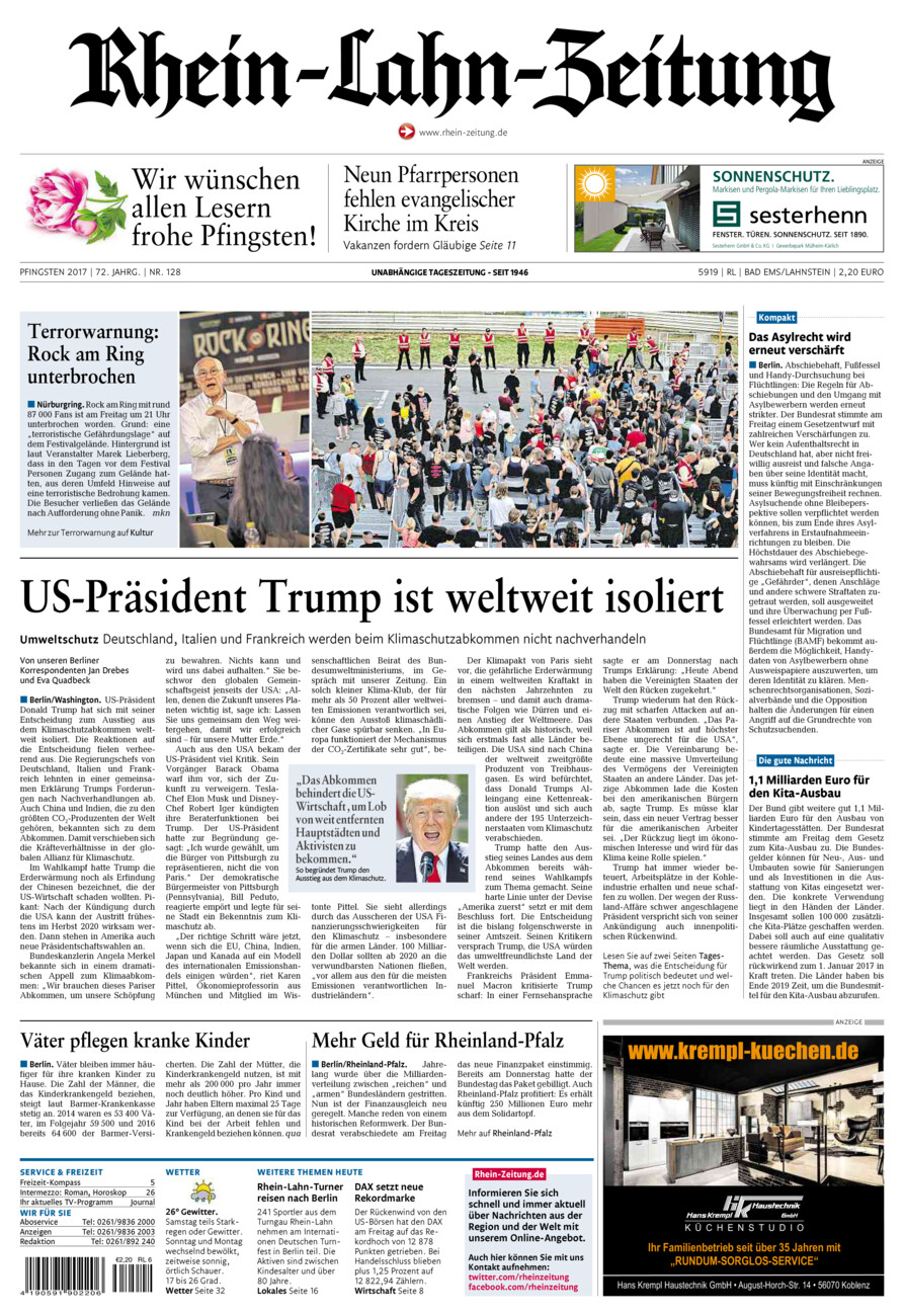 Rhein-Lahn-Zeitung vom Samstag, 03.06.2017