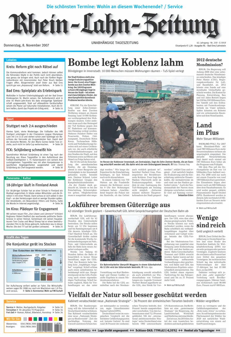 Rhein-Lahn-Zeitung vom Donnerstag, 08.11.2007