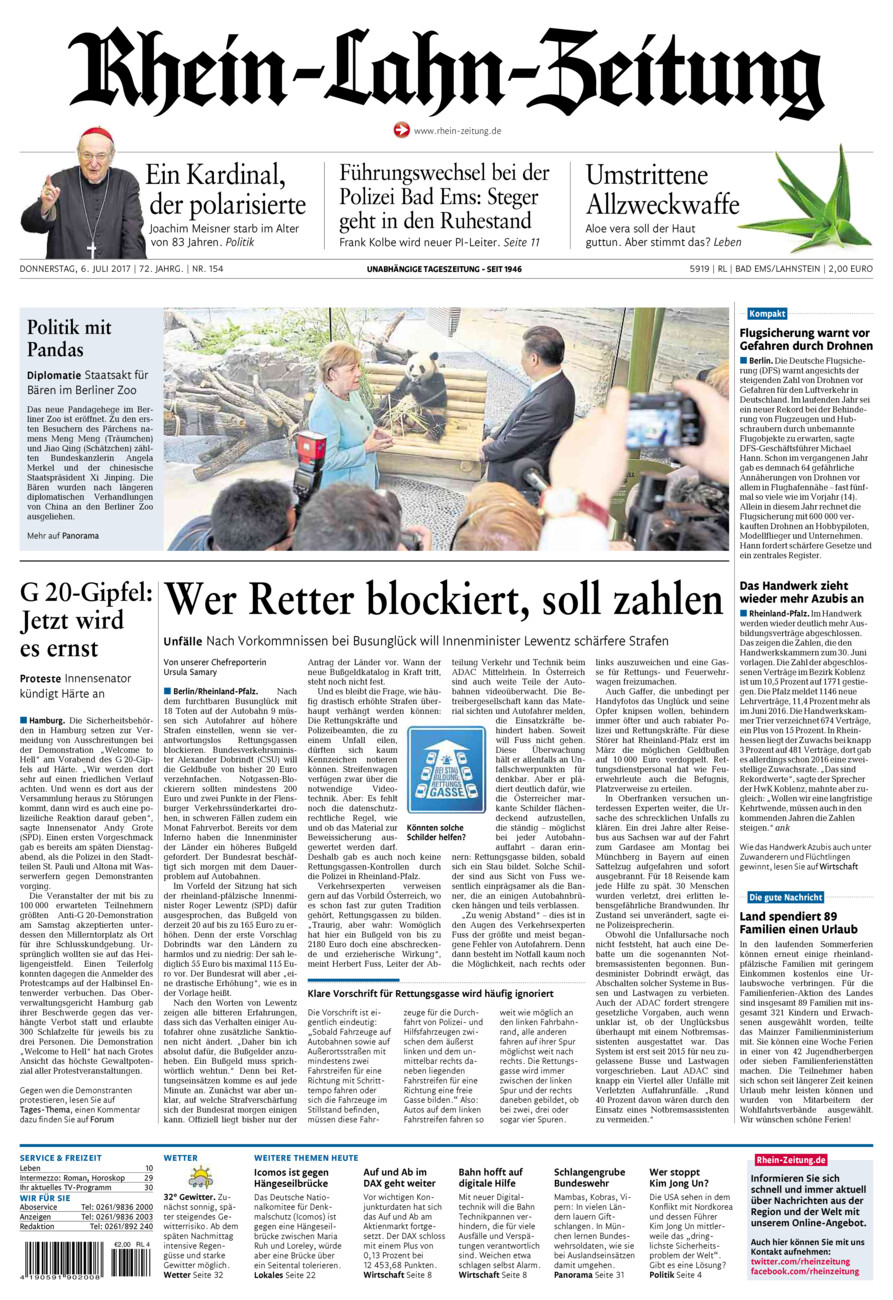 Rhein-Lahn-Zeitung vom Donnerstag, 06.07.2017