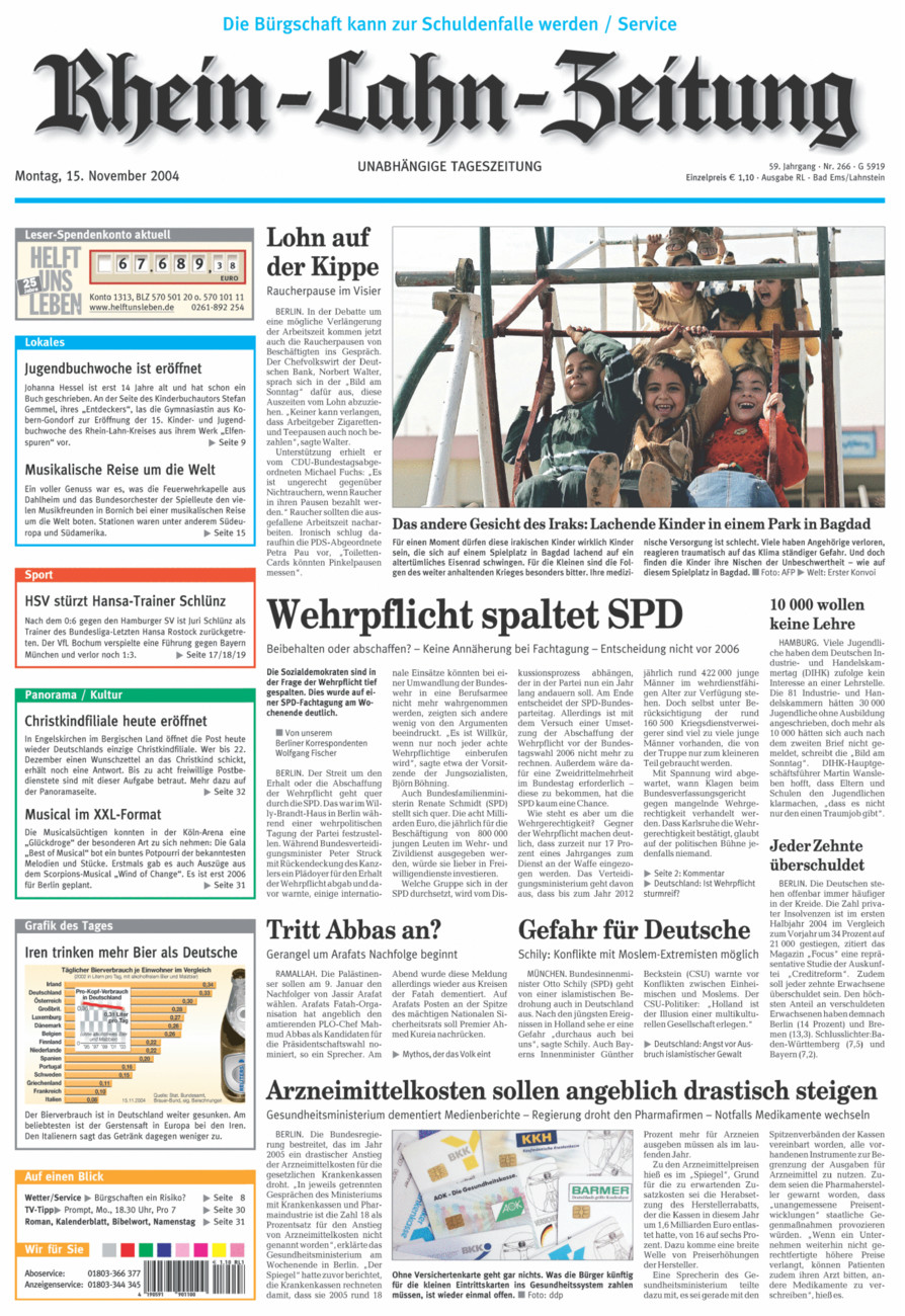 Rhein-Lahn-Zeitung vom Montag, 15.11.2004