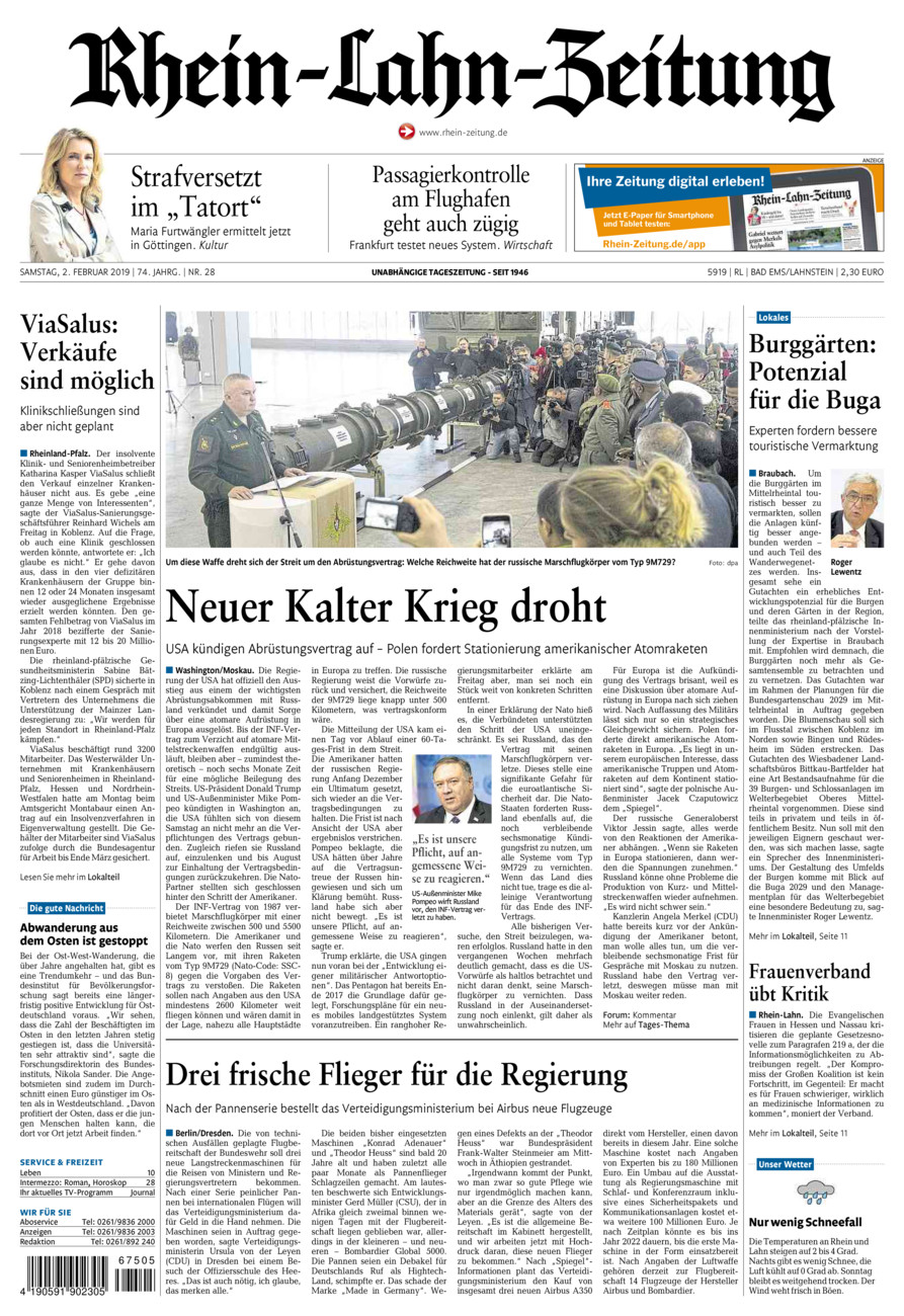 Rhein-Lahn-Zeitung vom Samstag, 02.02.2019