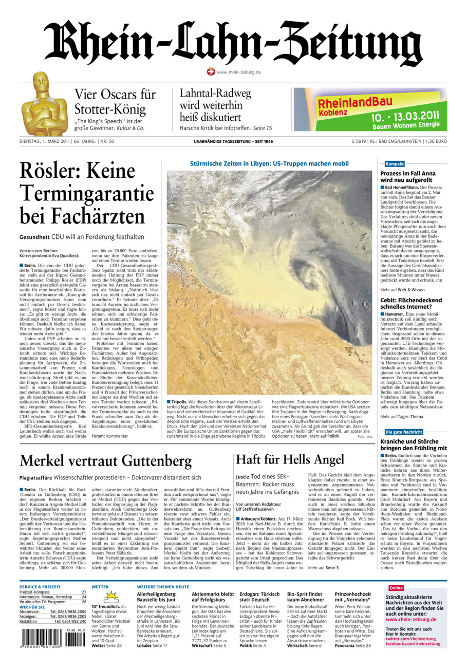 Rhein-Lahn-Zeitung vom Dienstag, 01.03.2011